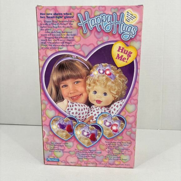Vintage 1998 Playmates Happy Hugs Doll Hug Me I Glow Giggles Talks 14 Inch NOS - Picture 5 of 11
